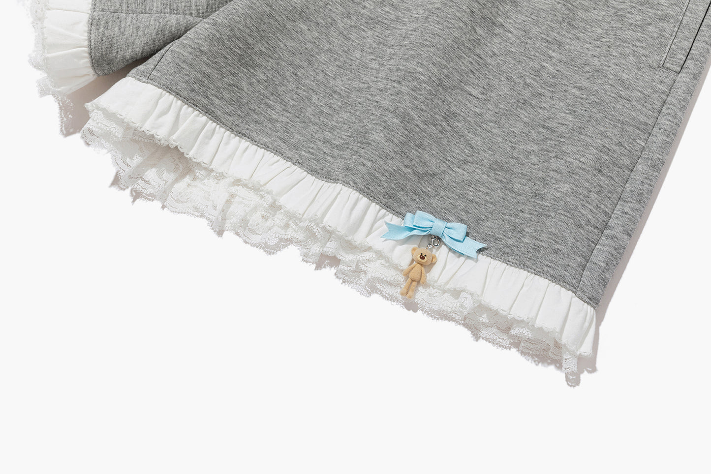 13DE MARZO Lace Trim Crop Sweatpants Grey