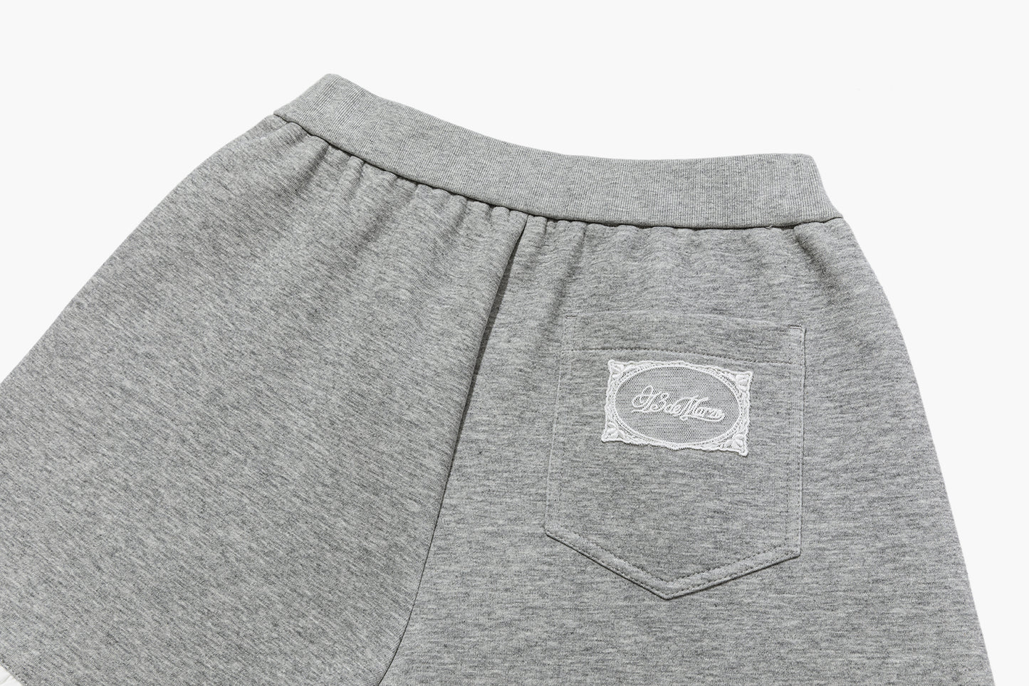 13DE MARZO Lace Trim Crop Sweatpants Grey