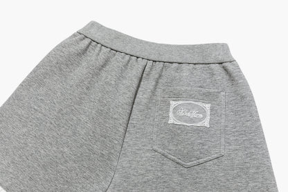 13DE MARZO Lace Trim Crop Sweatpants Grey