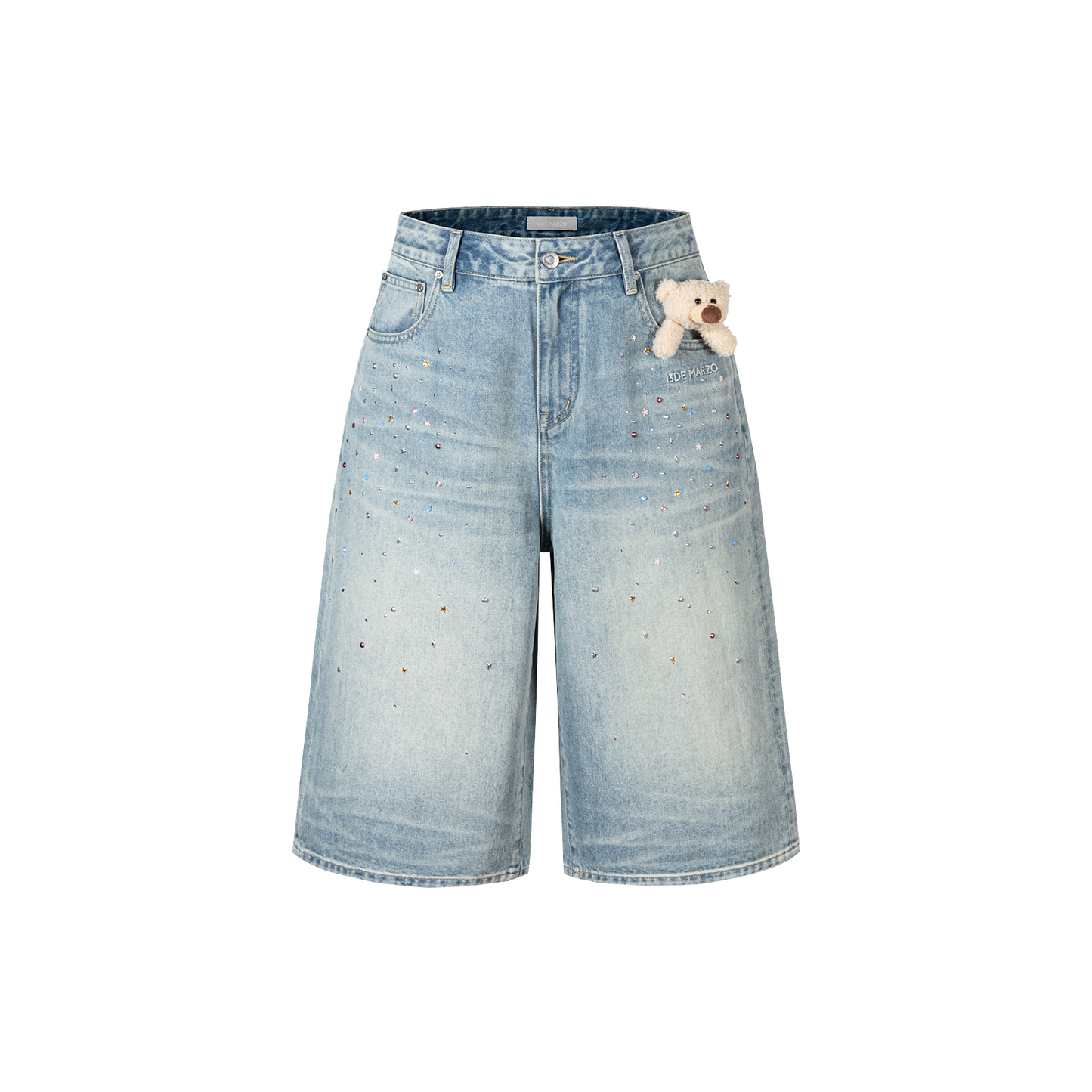 13DE MARZO Star Embellished Cropped Jeans Blue
