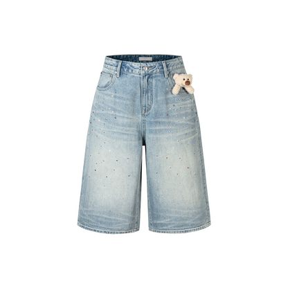 13DE MARZO Star Embellished Cropped Jeans Blue