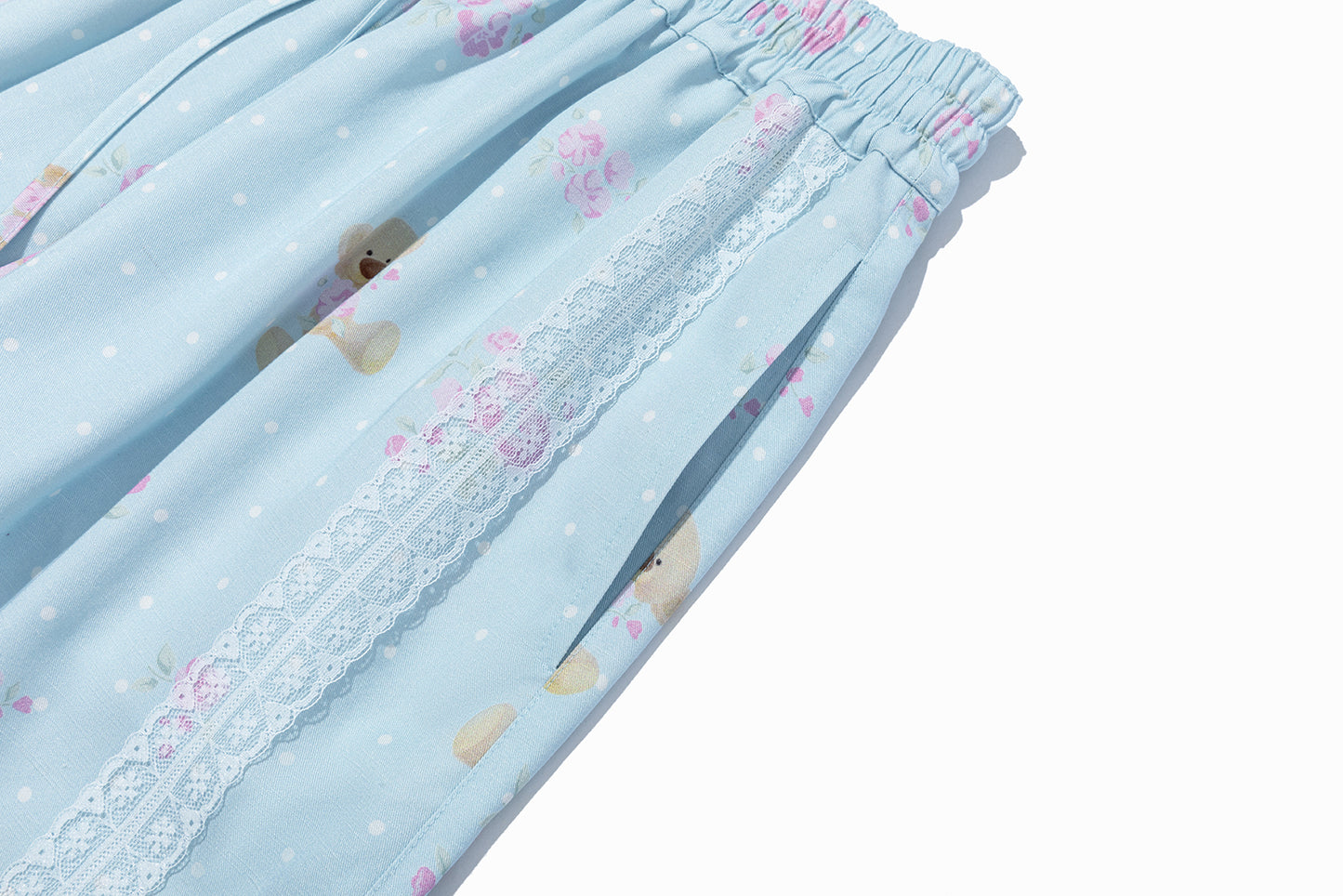 13DE MARZO All-Over Floral Print Loose Pants Blue