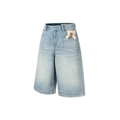 13DE MARZO Star Embellished Cropped Jeans Blue