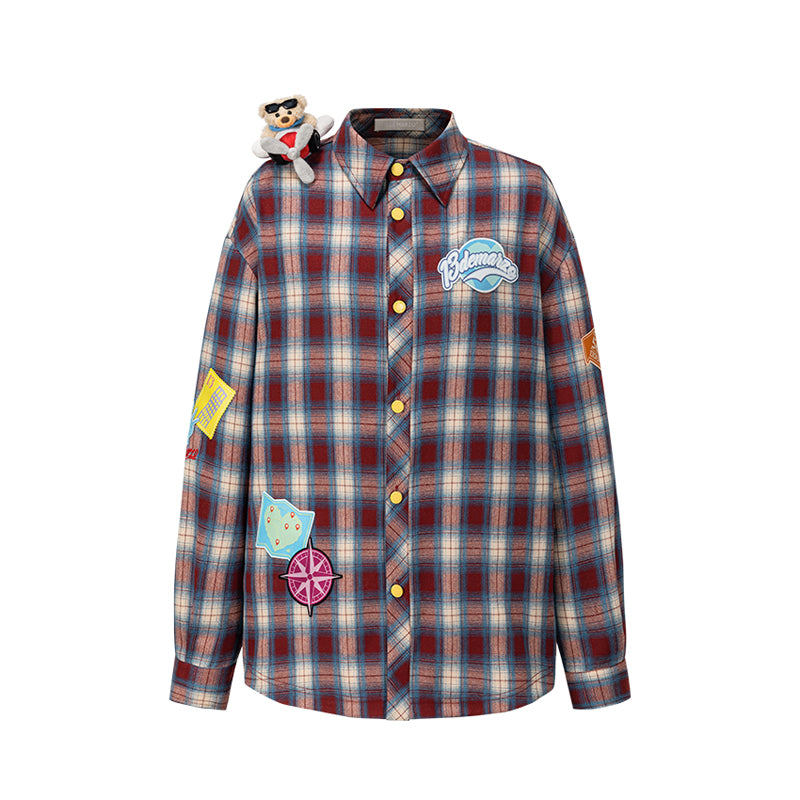 13DE MARZO Flight Bear Badge Check Shirt - 13DE MARZO