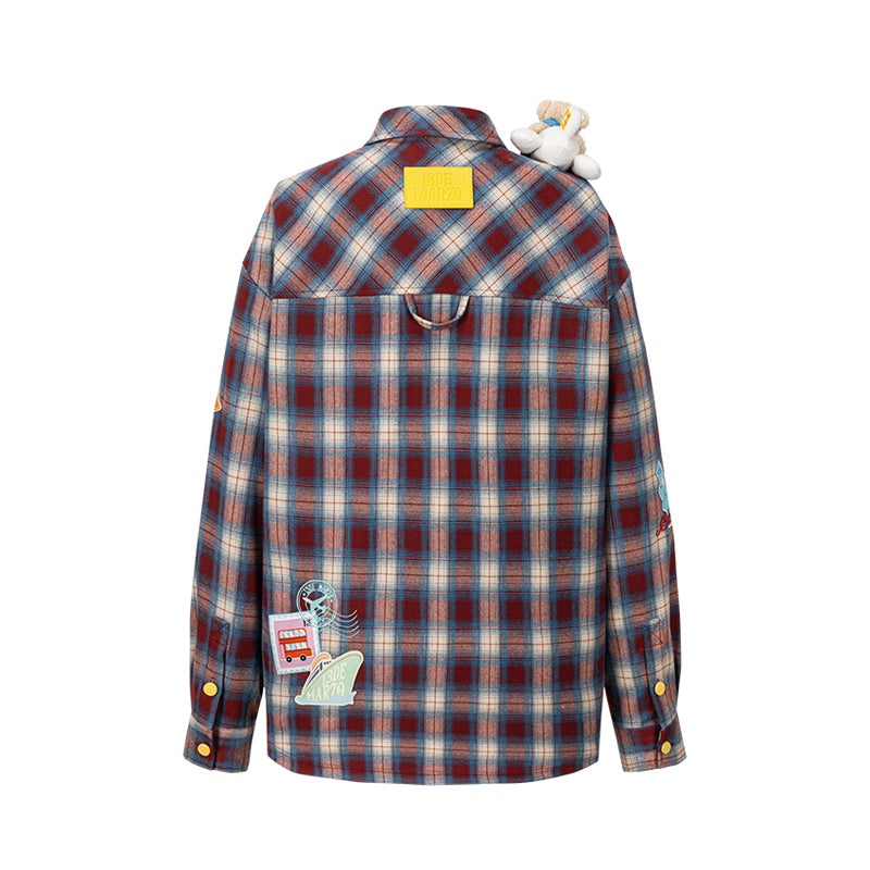 13DE MARZO Flight Bear Badge Check Shirt - 13DE MARZO