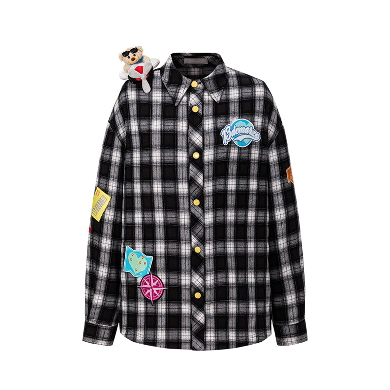13DE MARZO Flight Bear Badge Check Shirt - 13DE MARZO