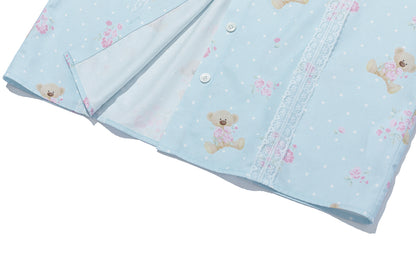 13DE MARZO All-Over Floral Print Shirt Blue
