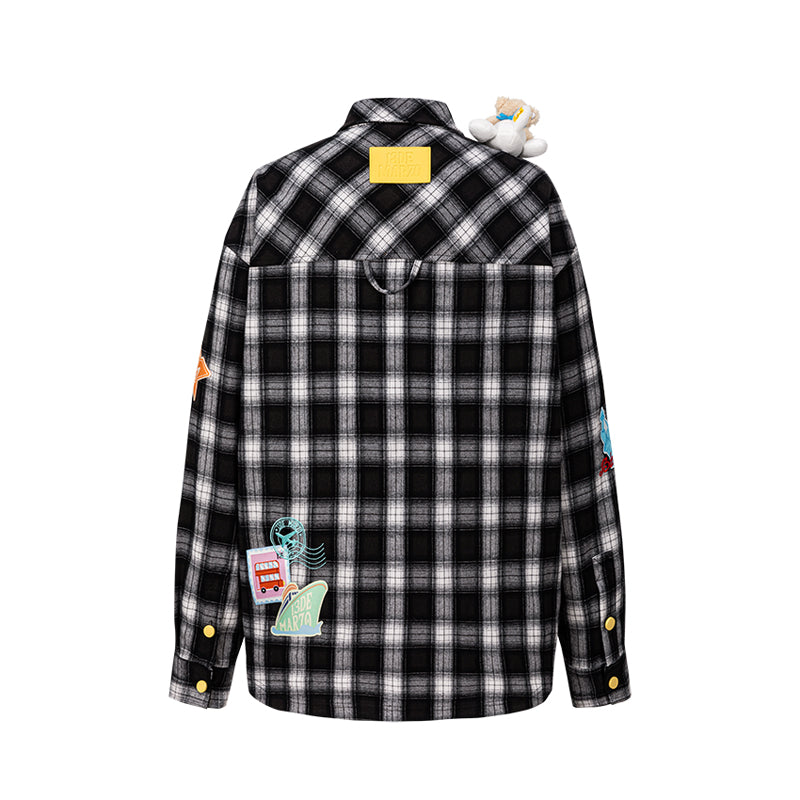 13DE MARZO Flight Bear Badge Check Shirt - 13DE MARZO