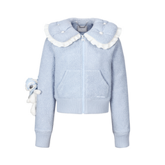 13DE MARZO Nighty Night Bear Cropped Jacket Blue