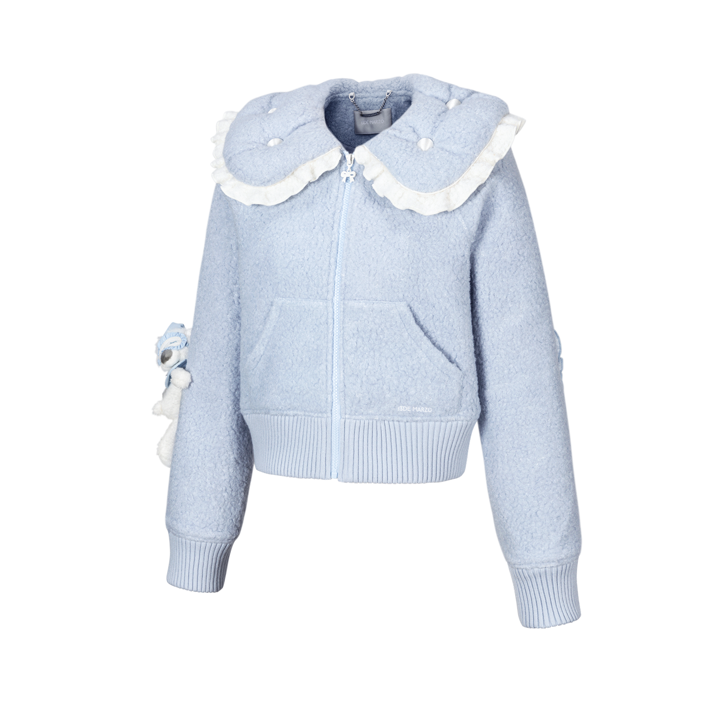 13DE MARZO Nighty Night Bear Cropped Jacket Blue