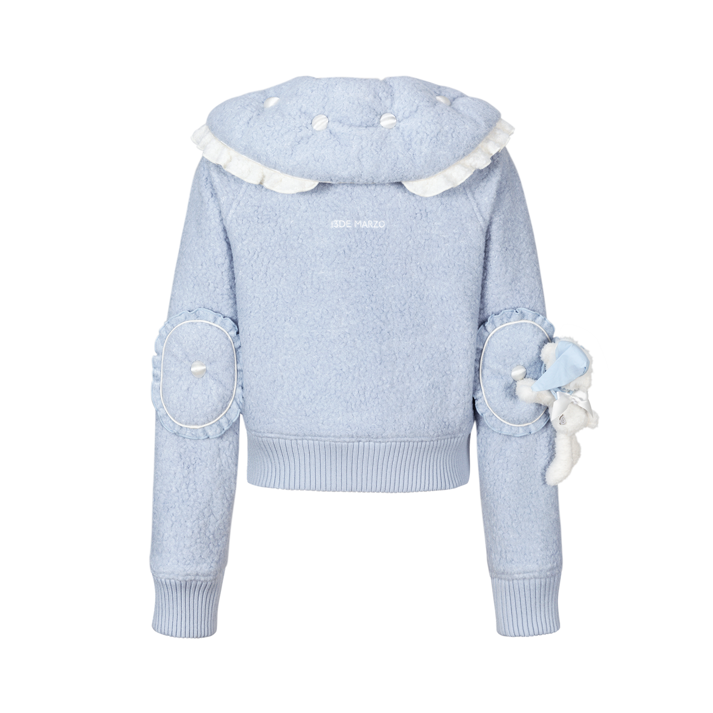13DE MARZO Nighty Night Bear Cropped Jacket Blue