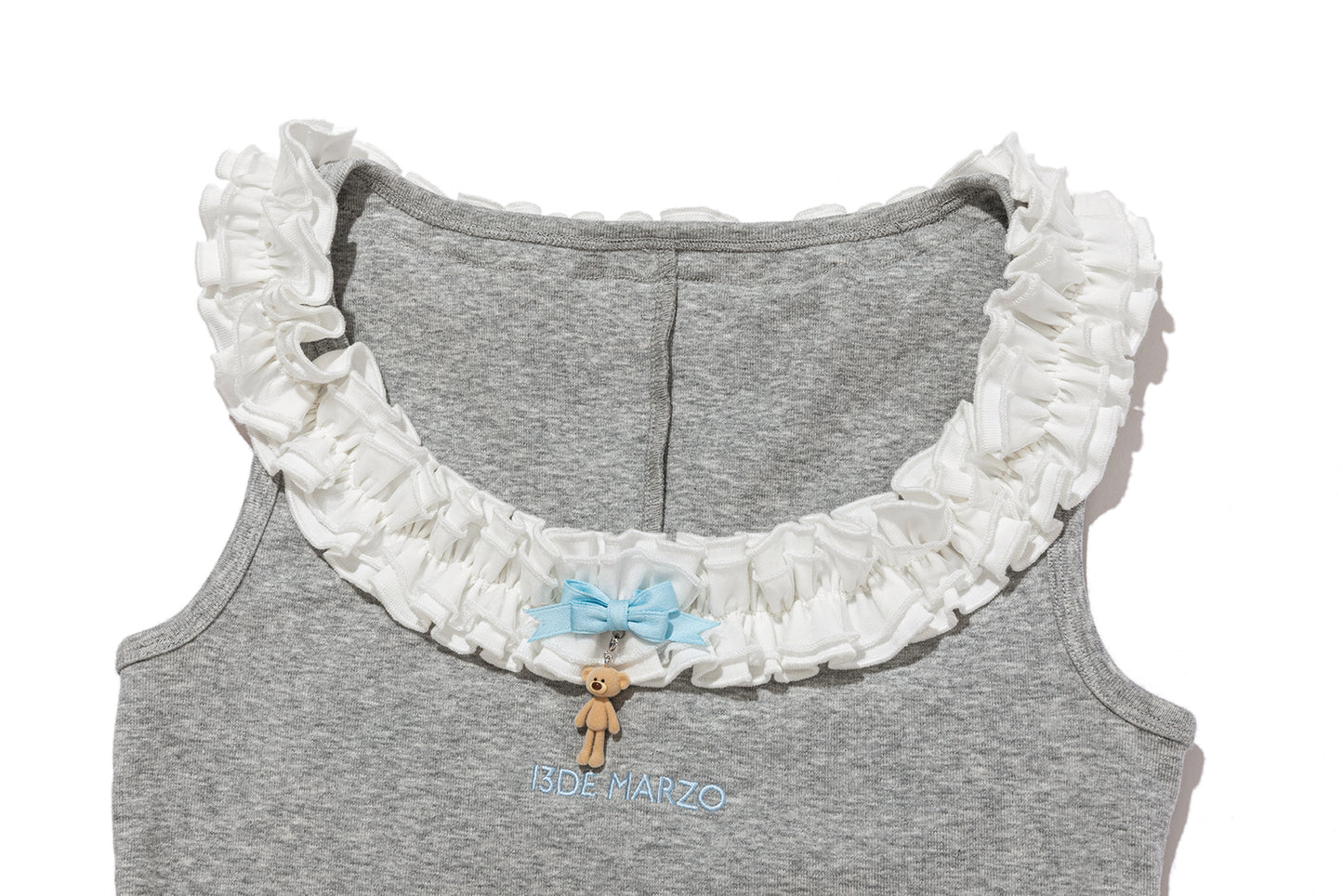 13DE MARZO Ruffle Collar Camisole Grey