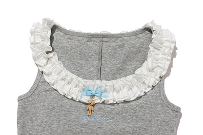 13DE MARZO Ruffle Collar Camisole Grey