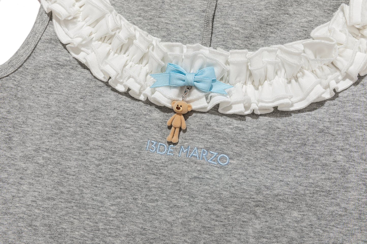 13DE MARZO Ruffle Collar Camisole Grey