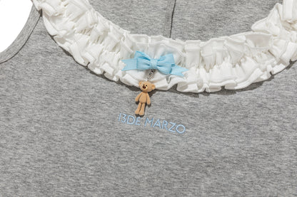 13DE MARZO Ruffle Collar Camisole Grey