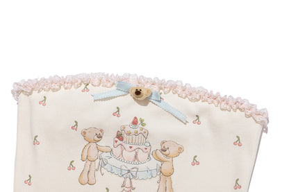 13DE MARZO All-Over Cherry Bear Print Tiered Bustier Yellow