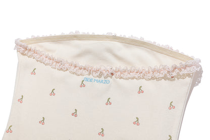 13DE MARZO All-Over Cherry Bear Print Tiered Bustier Yellow