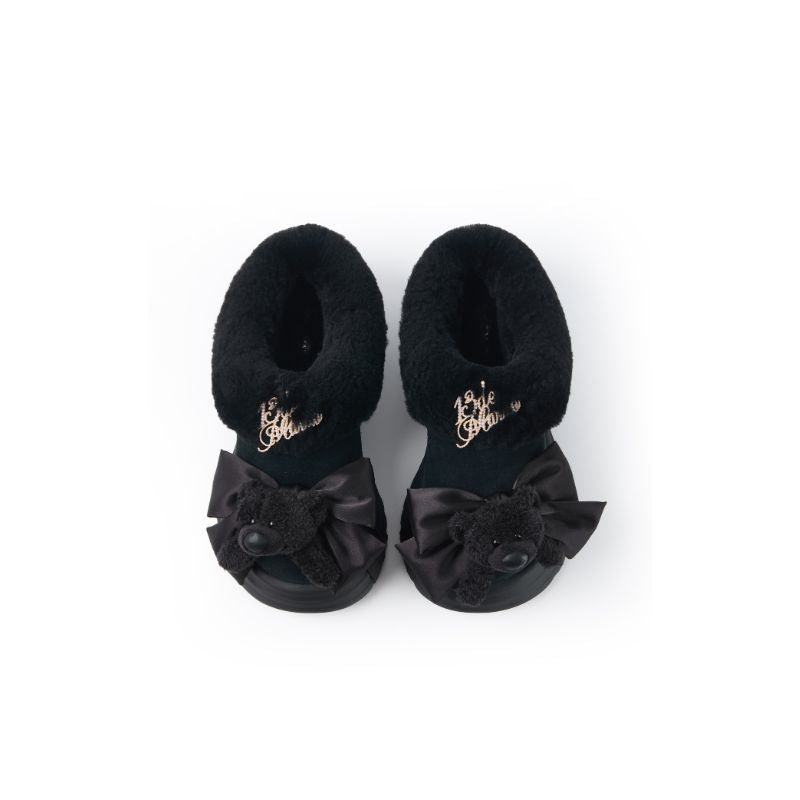 13DE MARZO Bear Fuzzy Snow Slippers Black - 13DE MARZO