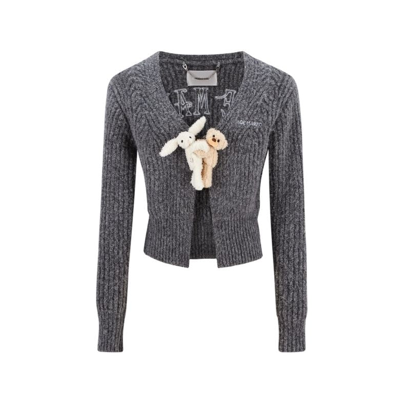 13DE MARZO Doozoo Cuddle Button Cardigan Dark Grey - 13DE MARZO