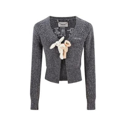 13DE MARZO Doozoo Cuddle Button Cardigan Dark Grey - 13DE MARZO