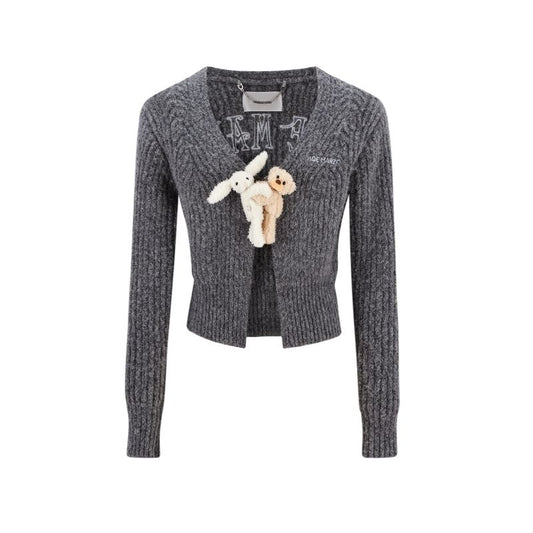 13DE MARZO Doozoo Cuddle Button Cardigan Dark Grey - 13DE MARZO