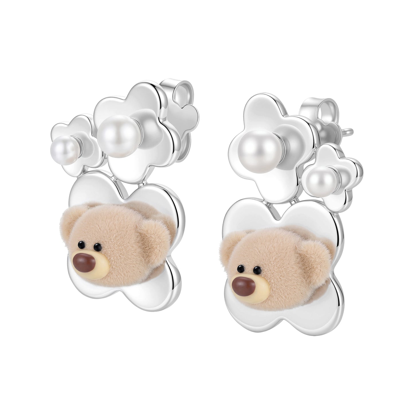 13DE MARZO Floral Bear Ear Studs - 13DE MARZO