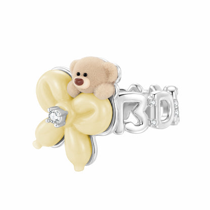 13DE MARZO Balloon Bow Bear Ring Yellow