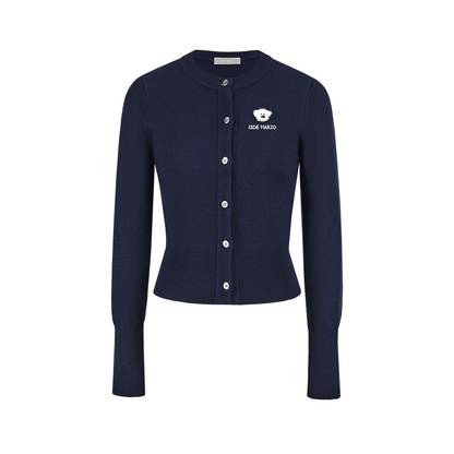 13DE MARZO Mini Logo Cardigan Navy Blue