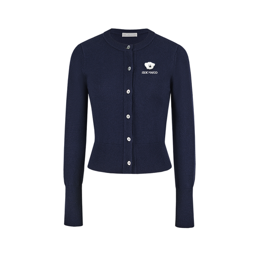 13DE MARZO Mini Logo Cardigan Navy Blue