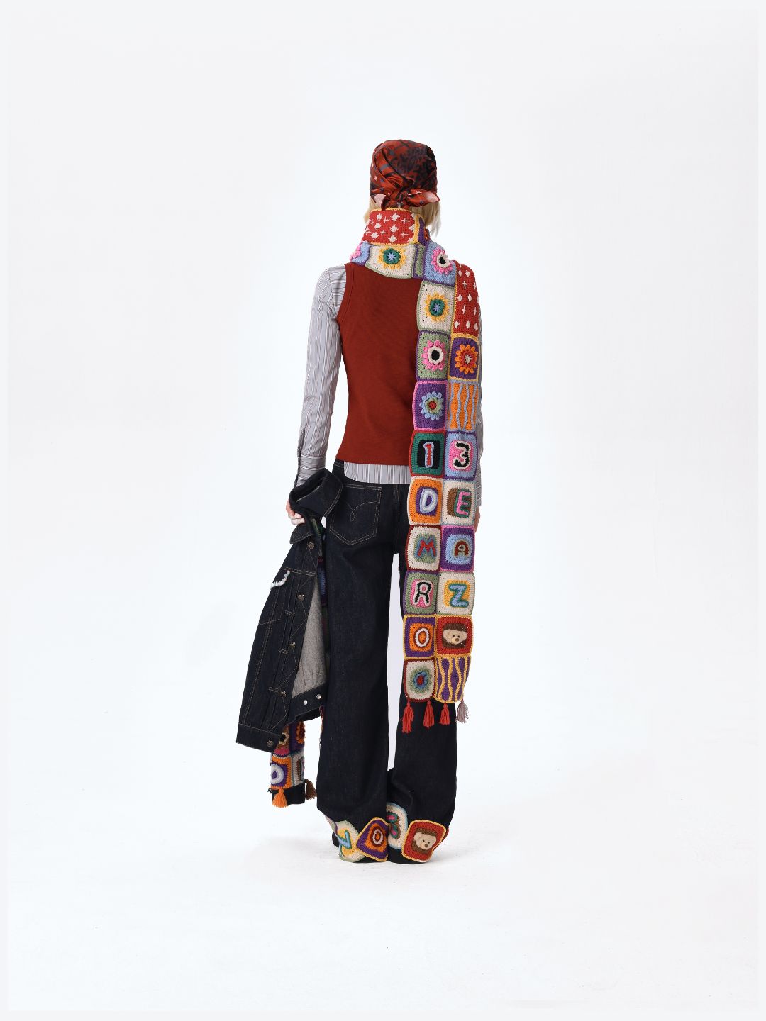 13DE MARZO Plaid Square Patch Scraf - 13DE MARZO