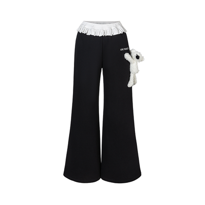 13DE MARZO Lace Edge Sweatpants Black