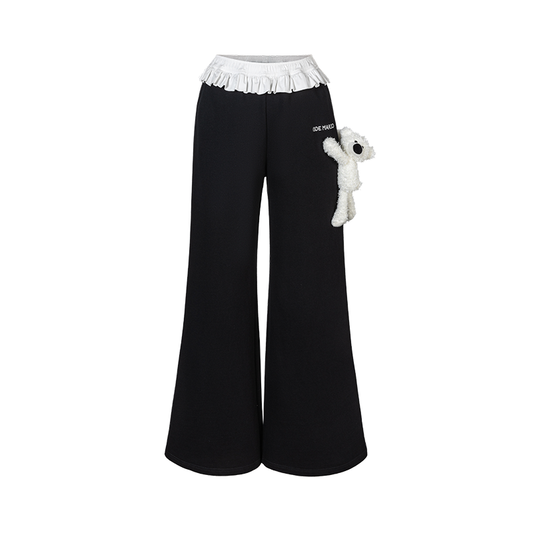 13DE MARZO Lace Edge Sweatpants Black