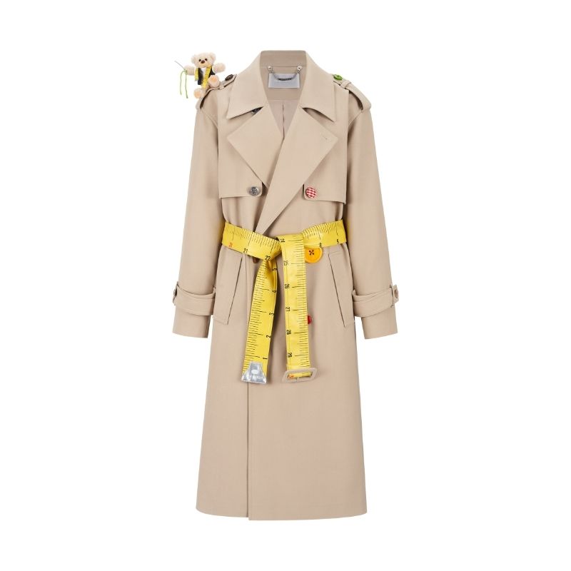 13DE MARZO Tailor Bear Ruler Trench Coat Khaki - 13DE MARZO