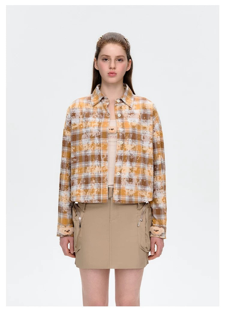 13DE MARZO Stained Plaid Shirt - 13DE MARZO