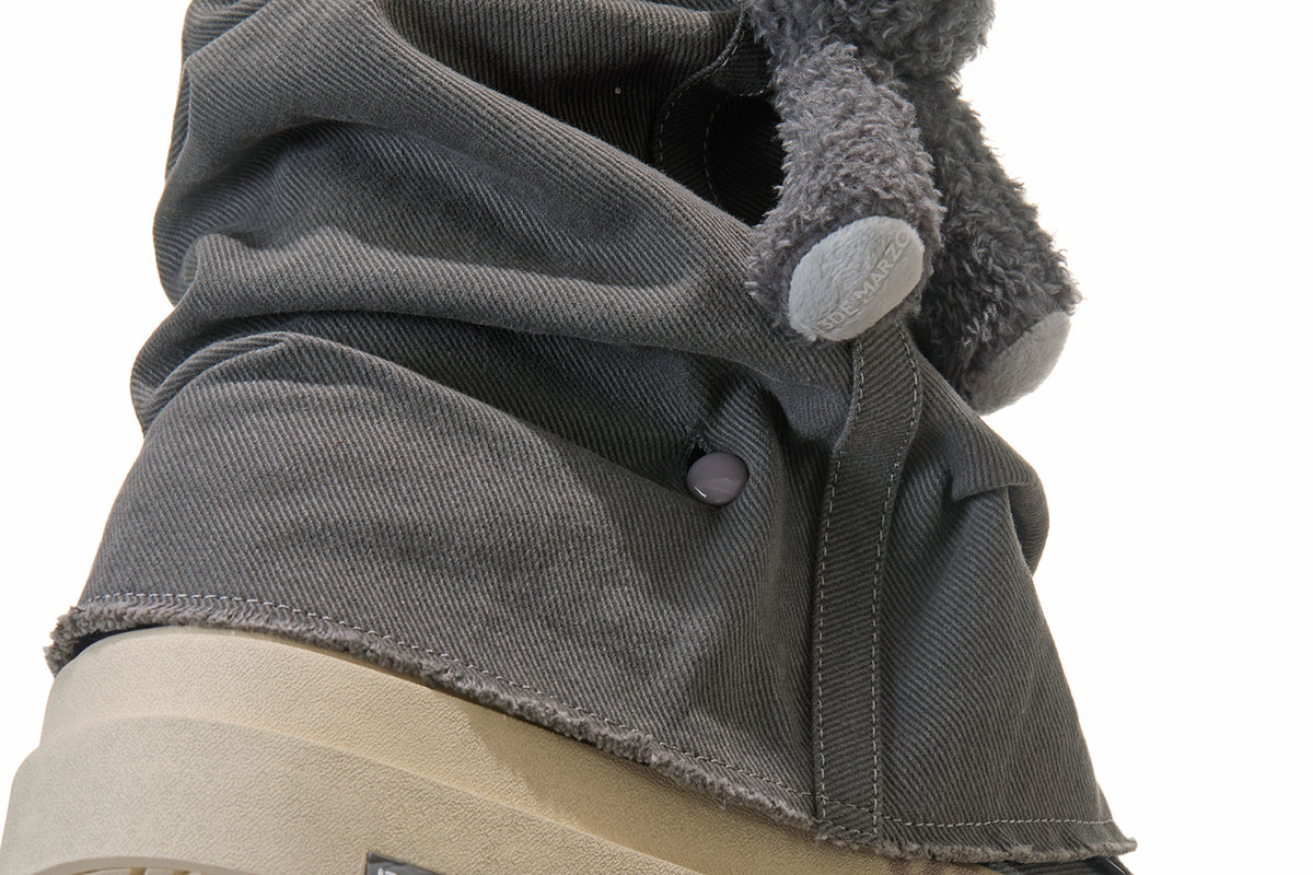 13DE MARZO Detachable Platform Canvas Slouch Boots Dark Grey
