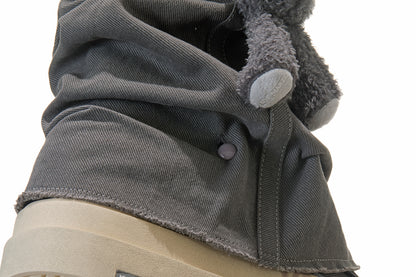13DE MARZO Detachable Platform Canvas Slouch Boots Dark Grey