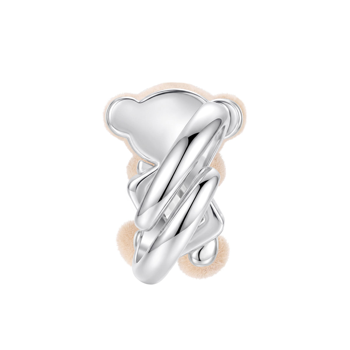 13DE MARZO Sugar Cube Zircon Bear Open Ring Khaki