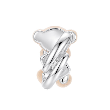 13DE MARZO Sugar Cube Zircon Bear Open Ring Khaki