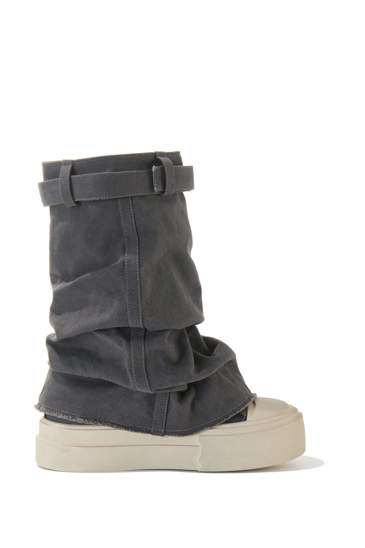 13DE MARZO Detachable Platform Canvas Slouch Boots Dark Grey