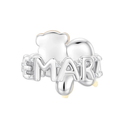 13DE MARZO Balloon Bow Bear Ring Blue