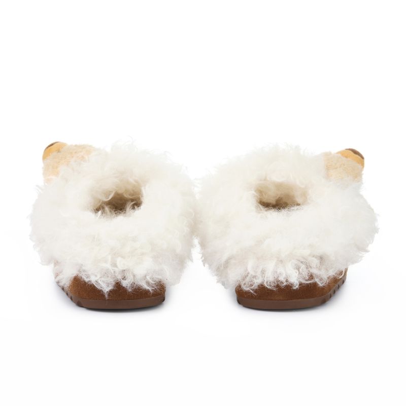 13DE MARZO Logo Fuzzy Snow Slippers Brown - 13DE MARZO