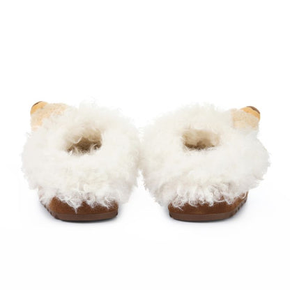 13DE MARZO Logo Fuzzy Snow Slippers Brown - 13DE MARZO