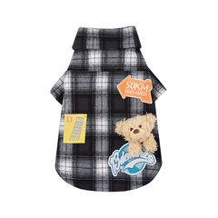 13DE MARZO Travel Bear Plaid Pet Shirt – Black