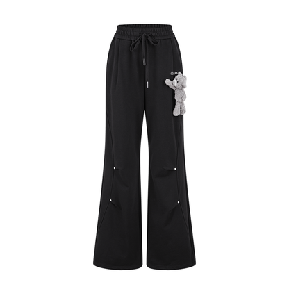 13DE MARZO Deconstructed Wide-Leg Sweatpants Black