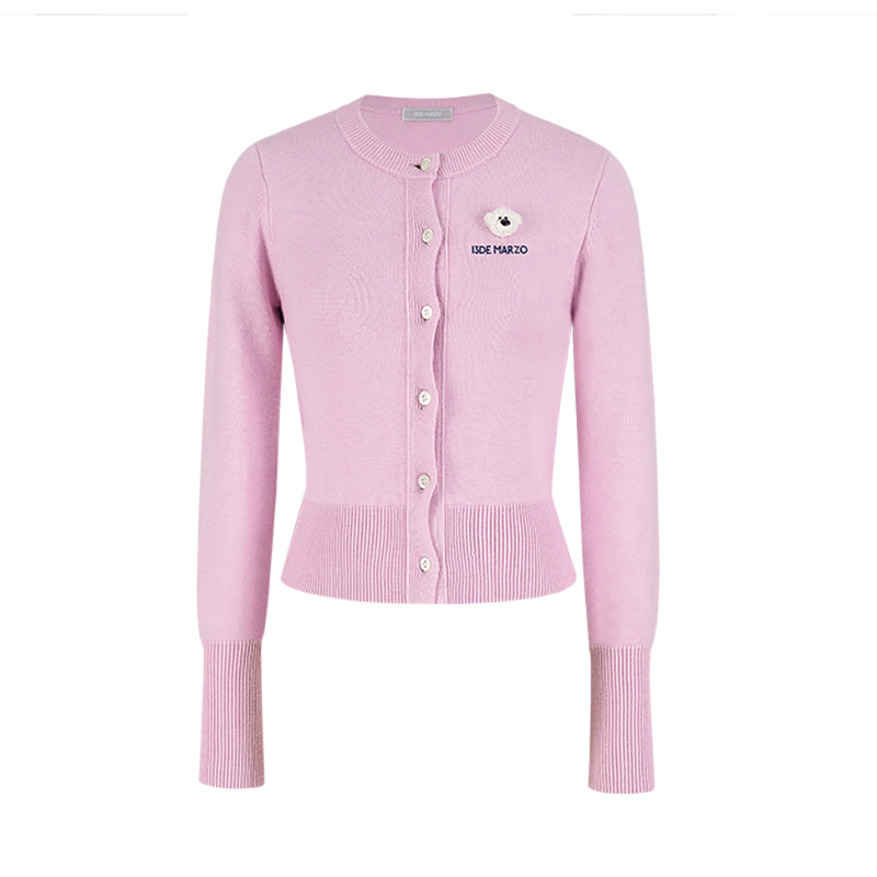 13DE MARZO Mini Logo Cardigan Pink
