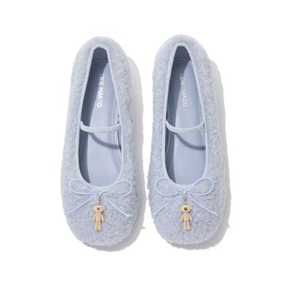 13DE MARZO Furry Ballet Mary Janes Blue