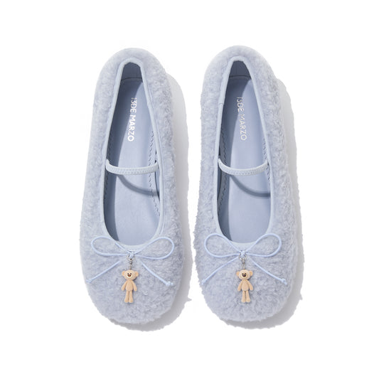 13DE MARZO Furry Ballet Mary Janes Blue