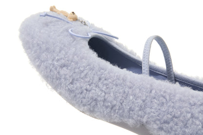 13DE MARZO Furry Ballet Mary Janes Blue