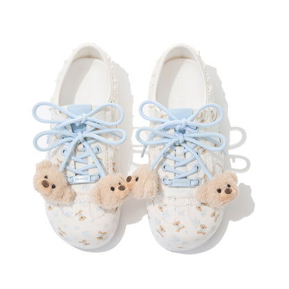13DE MARZO Floral Bear Canvas Shoes Blue