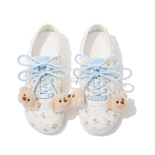 13DE MARZO Floral Bear Canvas Shoes Blue